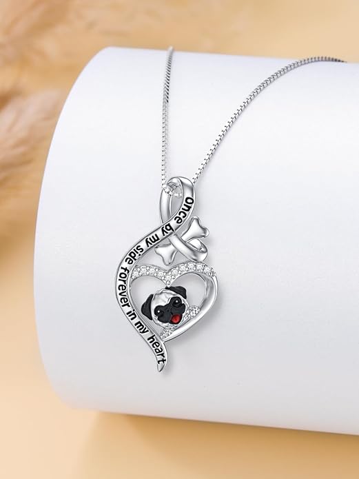 925 Sterling Sliver Yorkshire/Corgi/Labrador/Pug/Bulldog/Paw Print/Cross Necklace Cute Puppy Dog Necklace Jewelry Birthday Gifts for Women Girls Dog Lovers