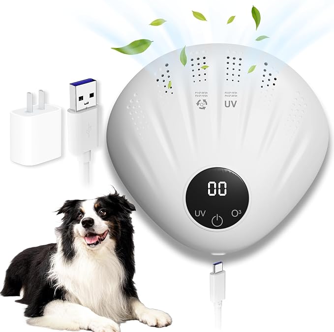 Advanced Pet Deodorizer for Litter Box, 99% Odor Eliminator, Portable & Rechargeable