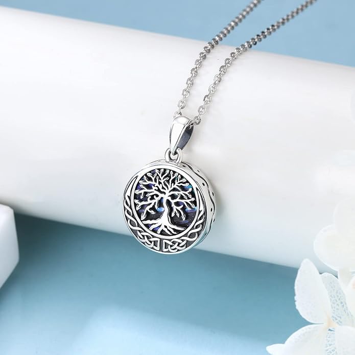 Aniu Cremation Jewelry for Ashes S925 Sterling Silver Urn Necklace Memorial Necklace for Human Ashes of Loved Ones Keepsake Pendant for Men Women
