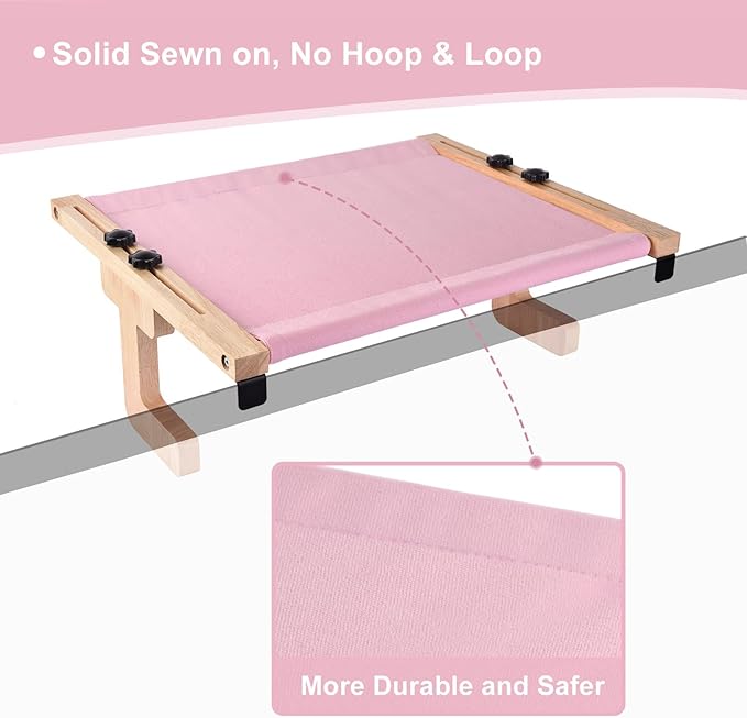 Petmolico Cat Window Perch, Wood Cat Ledge for Window Sill Cat Window Hammock for Indoor Cats up to 40 lbs, Pink