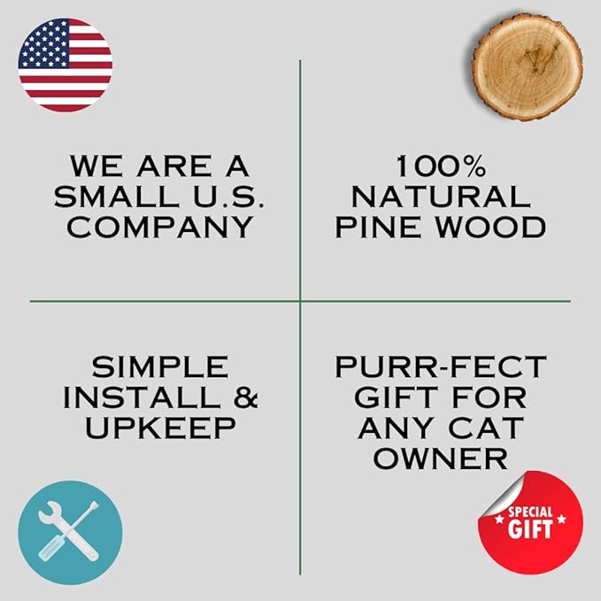 M-95 Mounted Cat Wall Shelves – Raised Cat Hammock, Bed and Perch with 2 Steps - for Climbing, Lounging, Playing, and Sleeping – Modern Cat Wall Furniture Set for Small or Large Cats (Black/Cream)