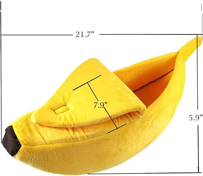 SEIS Winter Cat Banana Bed Dog House Warm Boat Pet Sleep Nest Cotton Cushion Coral Fleece Dog Pad Cat Mat (M)