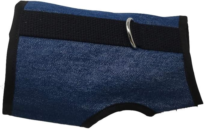 Cat Harness - Cat Walking Harness, Secure & Comfortable, Ultra-Strong Hook-and-Loop, Soft Breathable Cotton, Made in USA - Denim Blue, M/L