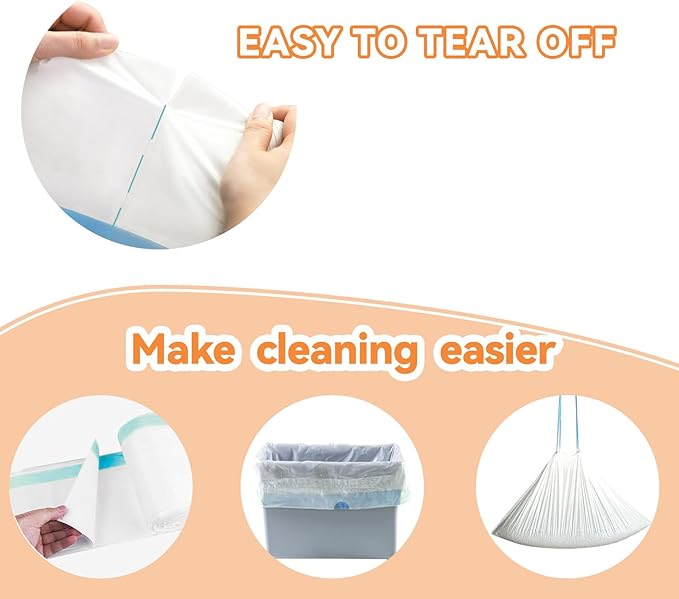 120 Count Litter Bags Compatible with MW-SC01/MW-SC02/MW-LR01 Cat Litter Box, Cat Litter Waste Receptacles Bags (18'' x 12.6'', 120 Count)