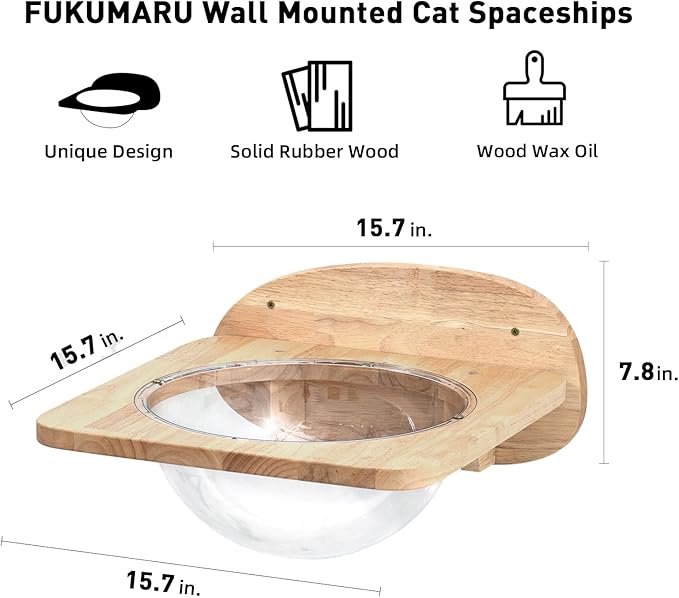FUKUMARU Cat Wall Furniture Set, Transparent Capsule Cat Wall Shelves with 2 PCS Pedals - Premium Kitty Bed for Sleeping, Playing, Climbing, and Lounging - Easily Holds Up to 35 Lbs