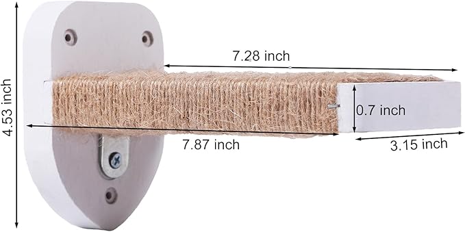 3pcs Cat Wall Steps, Cat Climbing Wall Mounted Cat Furniture, Cat Wall Shelves Cat Steps for Wall with Hemp Rope Covered, Solid Wood Cat Ladder for Cats Playing and Climbing (Large-White)