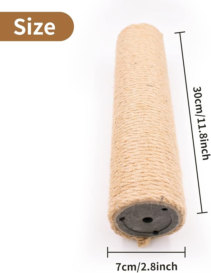 4PCS 12 Inch Cat Scratching Post with Natural Sisal Rope Cat Scratch Pole Cat Scratching Tree Scratching Posts for Indoor Cats Replacement Part Accessories for DIY Cat Tower Cat Hammock