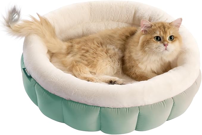 BALANCE Round Cat Beds for Indoor Cats - Donut Dog Beds for Small Dogs, Washable Pet Bed for Puppy and Kitten with Anti-Slip Bottom