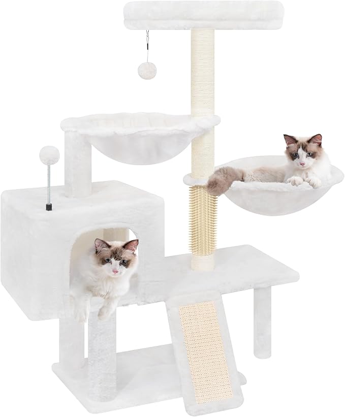 Multi Level Cat Trees with Cat Houses Hammock Scratching Posts,Beige