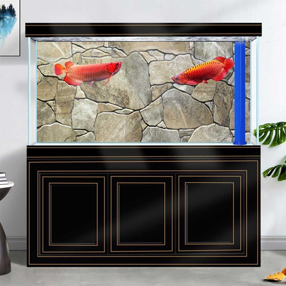 36X20IN Marble Aquarium Background, Art Marble Aquarium Background, Natural Marble Glass Terrarium Background with 8 EVA Double-Sided Tape