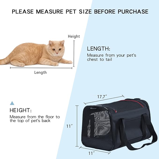A4Pet Airline Approved Cat Carrier Dog Carriers,Removable Soft-Sided Portable Pet Travel Washable Carrier for Kittens,Puppies,Rabbit,Hamsters