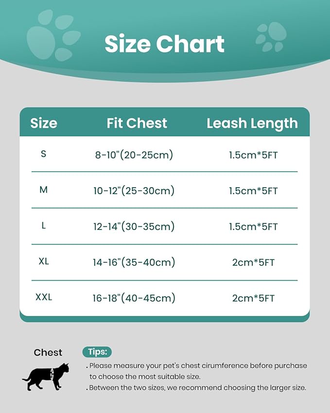 FAYOGOO Cat Harness and Leash Set for Walking Escape Proof, Kitten Adjustable Small Large Lightweight Soft Vest Harness and Leash(Medium, Green)