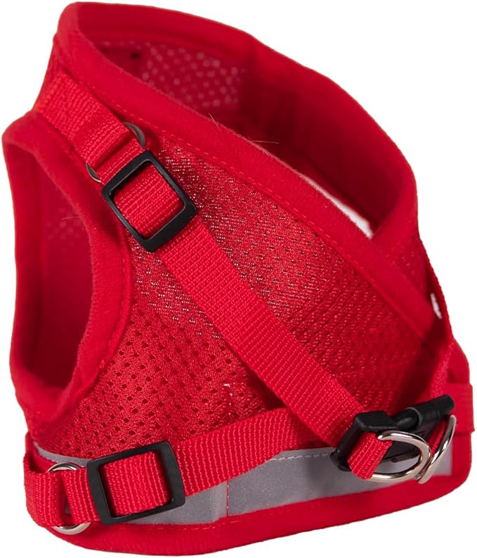 Travel Cat Harness and Leash Set - Adjustable Fit Mesh Cat Harness and Reflective Strap - Comfort Escape Proof Harness for Cats, Kitten for Outdoor Walking, Hiking (Medium, Red)