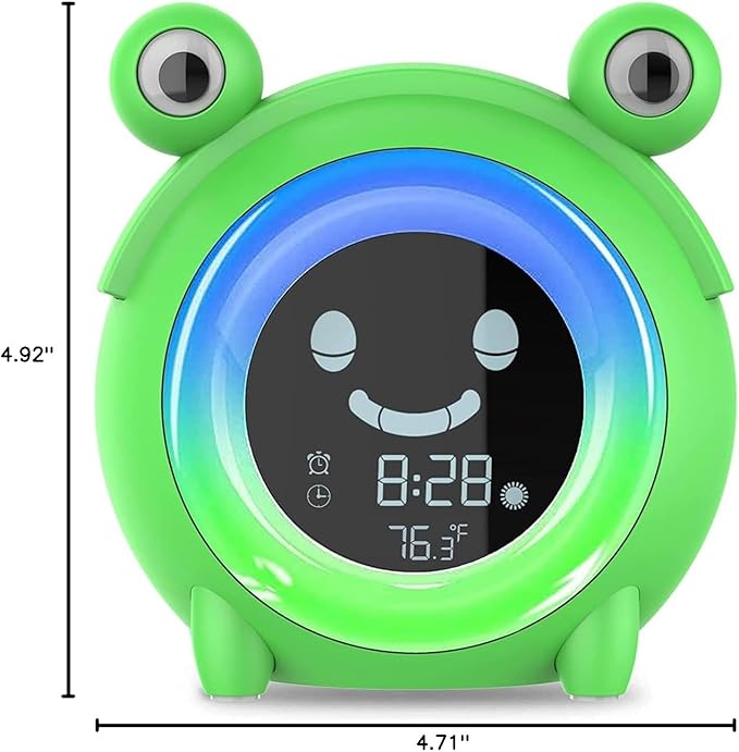Alarm Clock for Kids Sleep Training Clock with Night Light, Sound Machine, Nap Timer, Snooze, 12/24H, Cute Bedside Clock for Toddlers Girls Boys, Birthday Gift