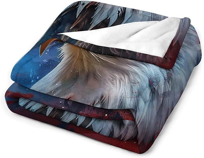 American Flag Bald Eagle Throw Blanket Patriotic Print Blankets Gifts Couch Sofa Bed Stuff Decor Soft Cozy Fleece Plush Flannel Bedding for Lover Men Women Adults 50"x60"