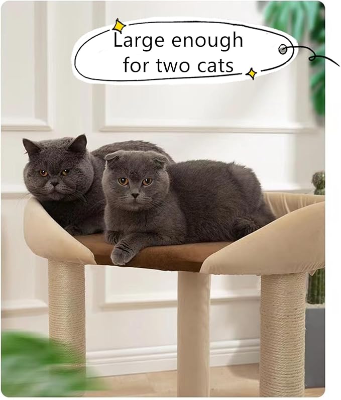 Modern Cat Tree Tower with Extra Large Platform Perch Bed for Large Cat Maine Coon and Big Cat Couch Sofa for Multiple Cats