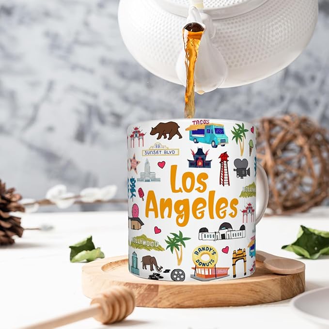 America Los Angeles Mug Unique Design Home Kitchen Decorative Travel Holiday Souvenir Gift Los Angeles Lovers History 11 Oz Coffee Mug Cup