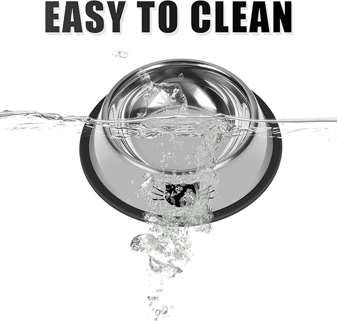 2Pcs Cat Bowls Non-Slip Stainless Steel Small Cat Food Bowls Unbreakable Thicken Cat Feeder 7 Oz Cat Dishes Suitable for Indoor Small Pets Removable Rubber Base Easily Clean Lovely Color