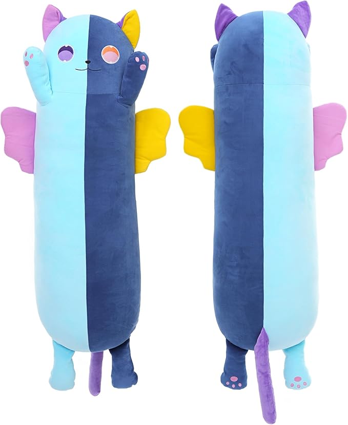 41.7Inch Long Cat Plush Pillow, Soft Kawaii Long Cat Stuffed Animal, Blue Cuddle Pillow Gift for Kids, Girlfriend, Birthday, Thanksgiving, Christmas