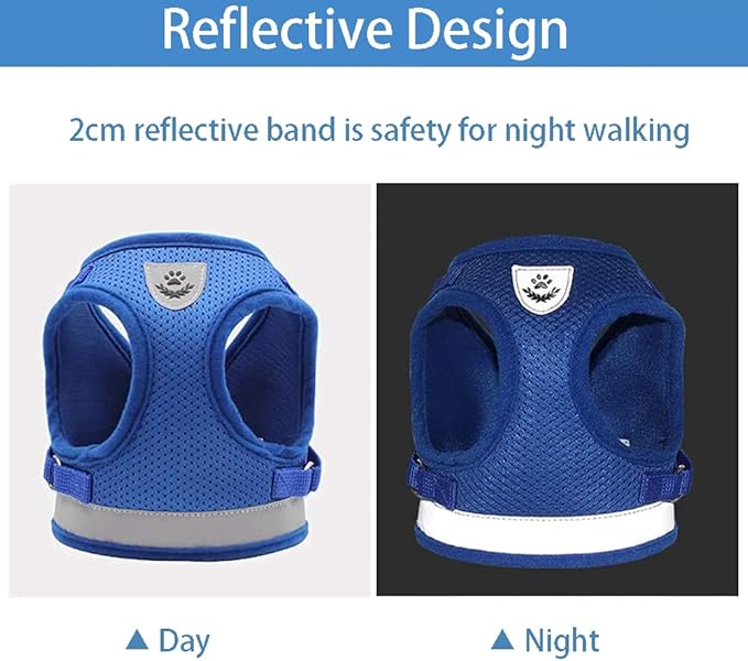 Cat and Small Dog Vest Harness and Leash Set, Mesh Harness with Reflective Strap, Step-in Adjustable Harness for Small Cats