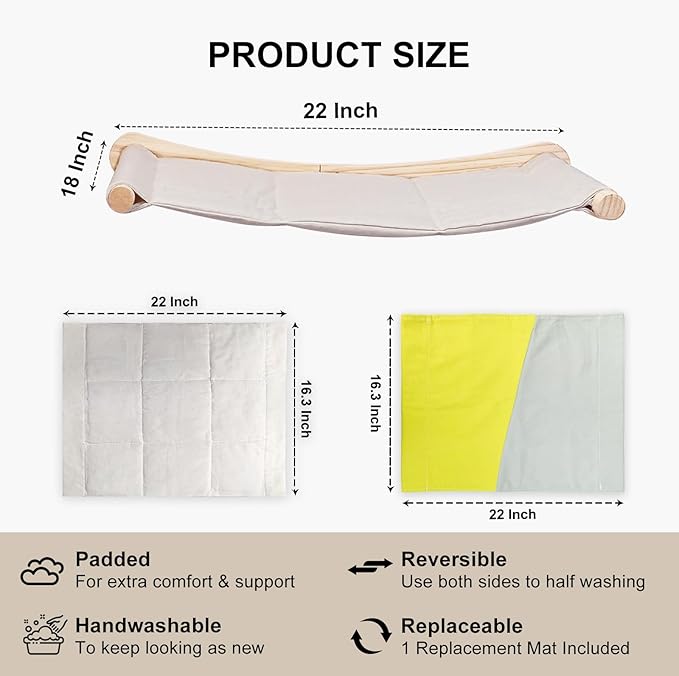 Cat Hammock Wall Mounted, Cat Wall Shelves, Wooden Cat Wall Furniture, Cat Wall Bed, Cat Wall Perches for Large Cats or Kitty Sleeping, Playing, Climbing, and Lounging