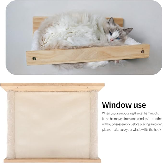 Tnfeeon Wall Mounted Cat Hammock Bed Cat Wall Furniture Breathable Washable Saving Space Cat Window Perch Shelf for Indoor Summer