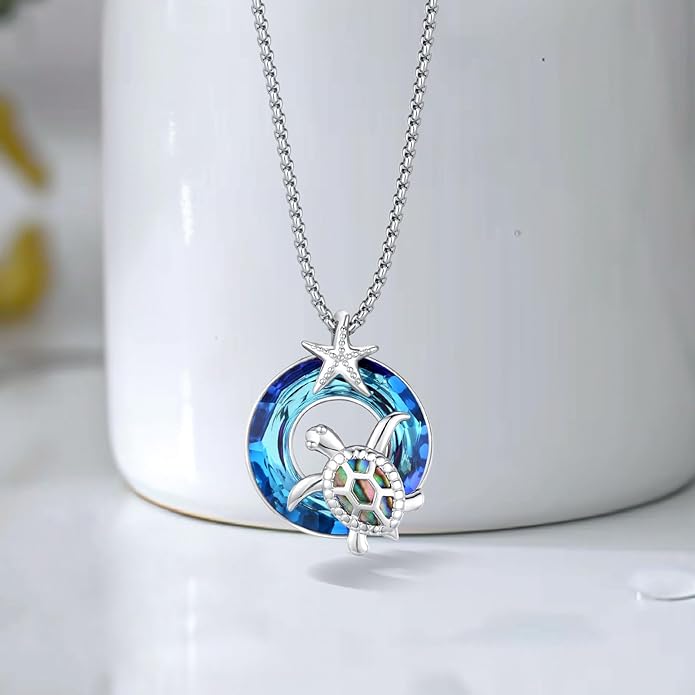 AUDINCCED Black Cat Necklace Turtle Necklace Gothic Jewelry Butterfly Necklace Cat Necklace 925 Sterling Silver Crescent Moon Necklace for Women Cat Gifts for Cat Lovers