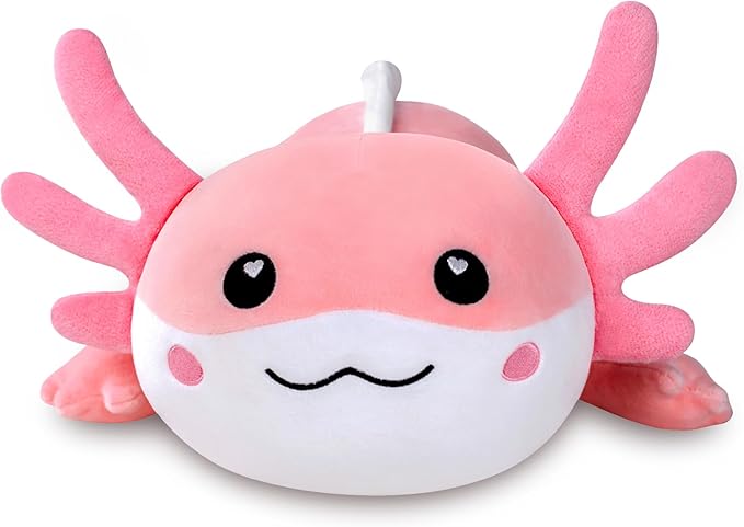 Axolotl Plush, Soft Plush Pillow Pink Axolotl Stuffed Animal, Cute Plushies Toy Gifts for Kids & Adults