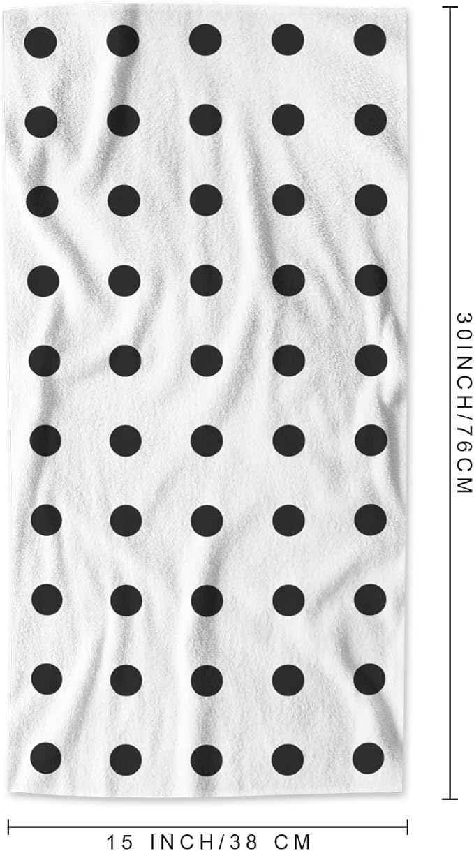 AOYEGO Polka Dot Bathroom Towels Black Dots Doodle Spot Brush Soft Bath Hand Towels Microfiber Kitchen Hotel Spa Hand Towels 15x30 Inch