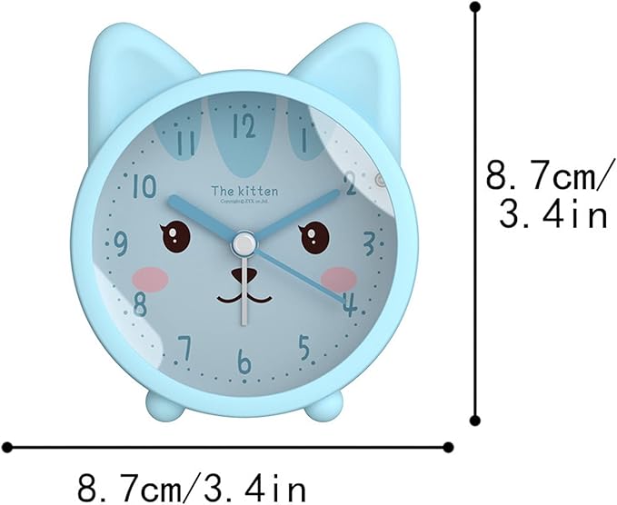 3" Cartoon Animal Alarm Clock Silicon Analog Silent Non Ticking Backlight Desk Clock