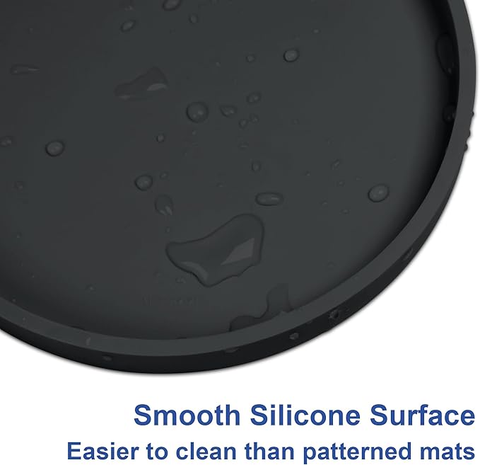 Arespark Pet Silicone Food Mat, Set of 6 Nonslip Waterproof Feeding Bowl Mat with Raised Edges for Food and Water Prevent Spills, Round Eating Tray for Dog Cat Puppy Kitten, 6'' x 6''