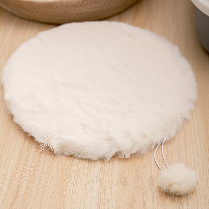 SHENGOCASE 2-Pack 13.8" Round Faux Rabbit Fur Cat Dog Bed Cushion Pad Mat, Cat Tree Tower Replacement Cushion Pad, Pad for Window Perch, Cat Dog Carrier House Cage Crate Kennel Furniture