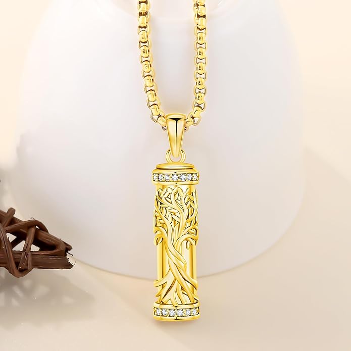 Aniu Cremation Jewelry for Ashes S925 Sterling Silver Urn Necklace Memorial Necklace for Human Ashes of Loved Ones Keepsake Pendant for Men Women