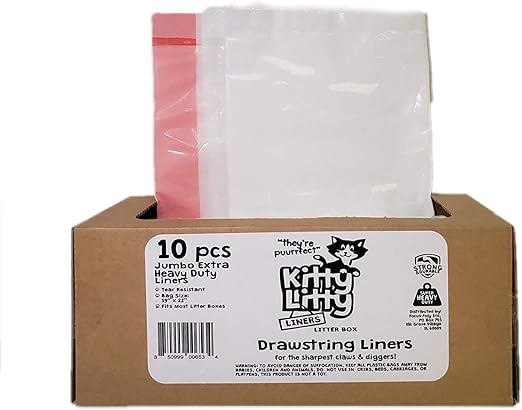 40 Count Cat Litter Box Liners 4 Pack With Drawstring Extra Heavy Duty Jumbo Size