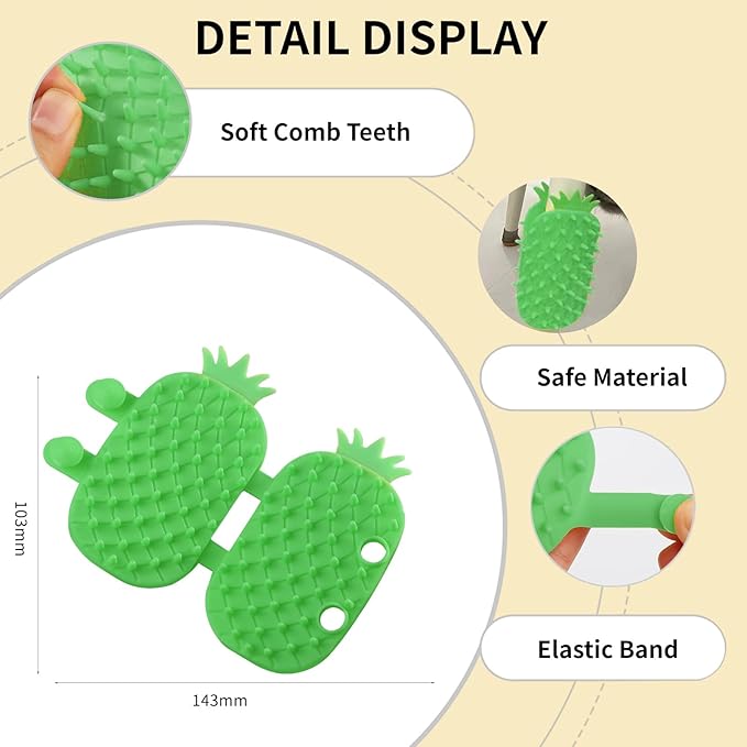 2Pcs Pineapple Cat Self Groomer and Corner Brush, Reduce Shedding, Scratching and Itchiness, Pet Tickling Artifact with Silicone Bristles, Easy Installation for Cat Dog Pet Self Cleaning Cat Brush Toy