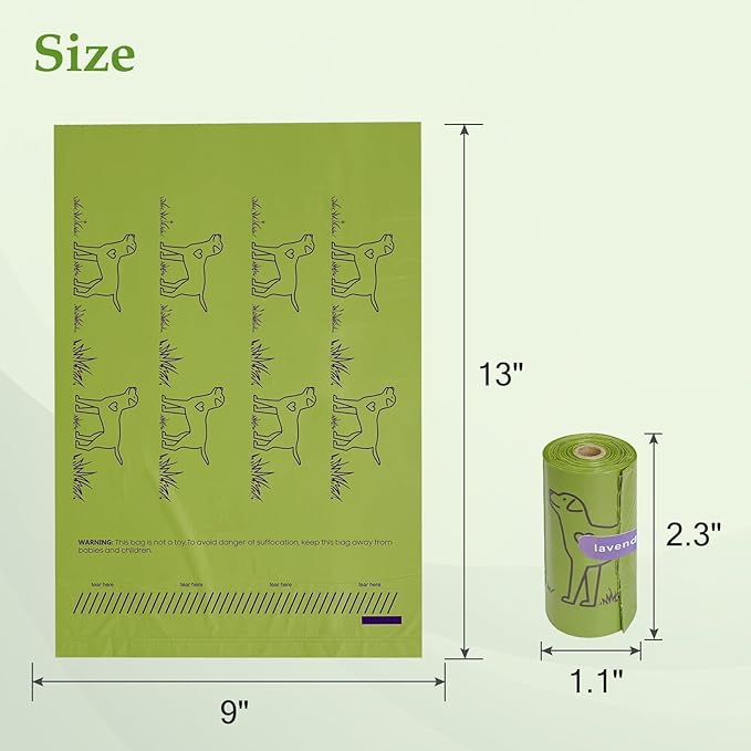 720 Count Lavender Scented 13” x 9” Dog Waste Bags Rolls, Leakproof Strong & Sturdy Bags for Dogs, Doggie Bags Cats Litter Bags,Trash Bags for Doggy Pets