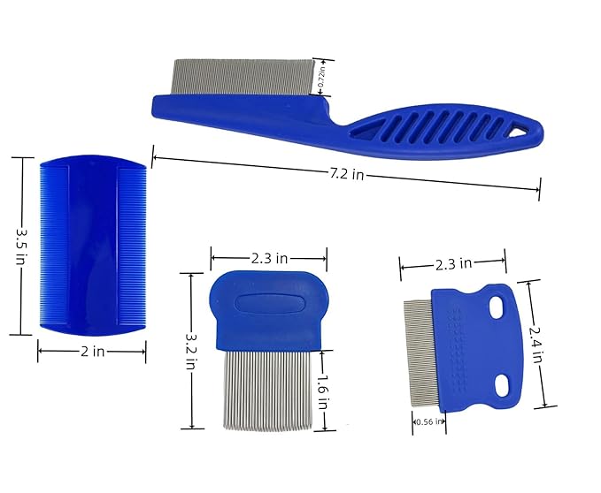 5 PCS Flea Lice Combs Grooming Fine Tooth Hair Combs for Dogs Cats (Blue, One Size)