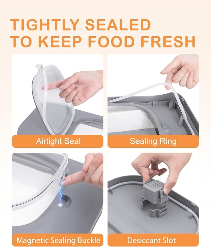 13LBS Small Dog Food Storage Container, Airtight Pet Food Storage Container with Lids, Cat Food Storage Container with Scoop and Silicone Dog Bowl