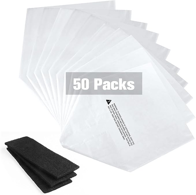 50 Pack Cat R-obot Litter bags for Litter Box Robot 4&3 Waste Bags with 3 Pack Filters, Durable Cat Litter Box Robot Bags Liners Replacement Cat Pan Waste Bin, 9-11 Gallons