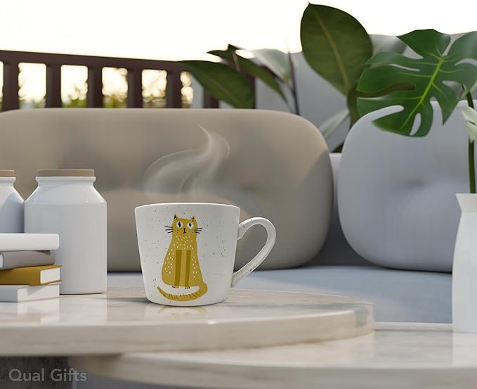 12 Oz Ceramic Cat Mug – Cute Coffee & Tea Cup for Cat Lovers, Unique Gift Idea for Women, Men – Moms Adorable Kitty Drinkware