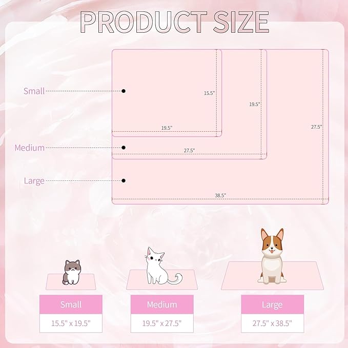 DELIFUR Dog Cooling Mat- Pet Cooling Mat Outdoor for Dogs Self Cooling Pad for Small Medium Dog Machine Washable (Large, Pink Bunny)