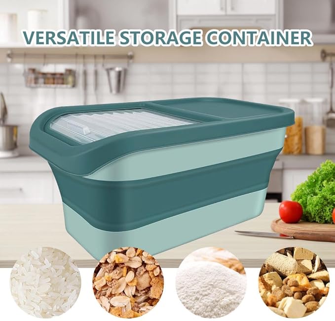 10-13 Lbs CAT And Dog Food Storage Container, Collapsible Dog Food Container with Sliding Lid, Scoop and Silicone Dog Bowl, Pet Food Storage Containers Dry Food for Dog, Cats and Other Pets