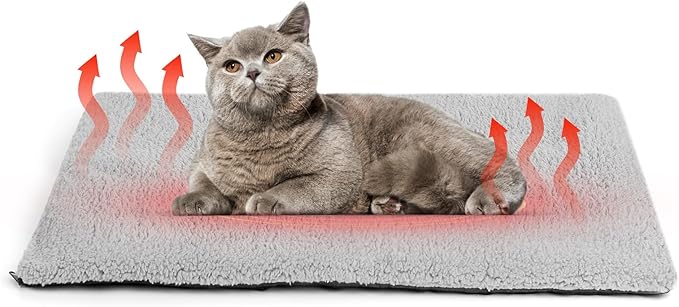 Self Warming Cat Bed, Heated Cat Bed, Noiseless Cat Heating Bed Pad, Self Heating Cat Dog Mat, Extra Warm Thermal Pet Pad for Indoor Outdoor Pets with Removable Cover Non-Slip Bottom Washable (Medium)
