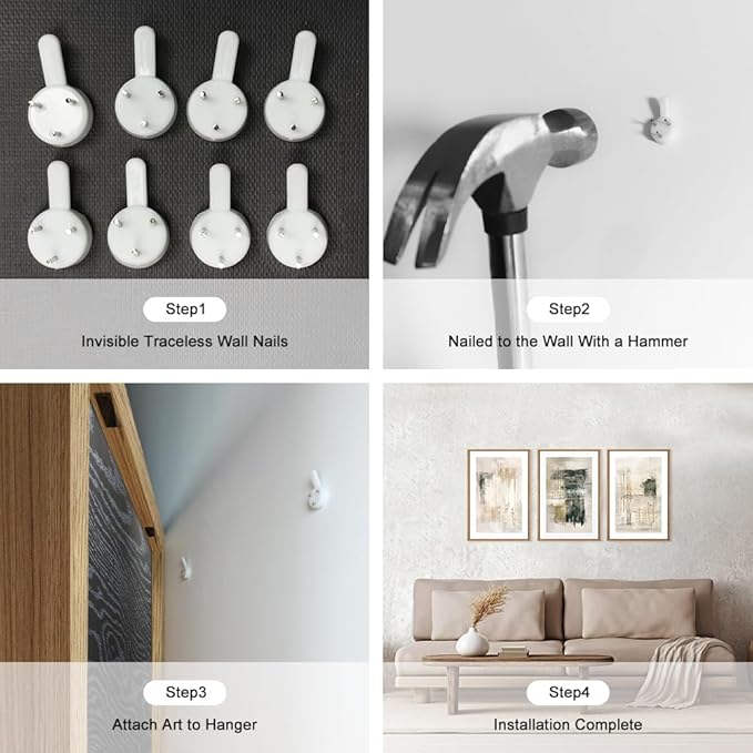 Ausril Modern Abstract Framed Canvas Wall Art Set, Neutral Beige Shape Wall Decor, Black and White Block Wall Painting, Minimalist Paint Stroke Art Print for Living Room, Bedroom, Office 16"x24"x3