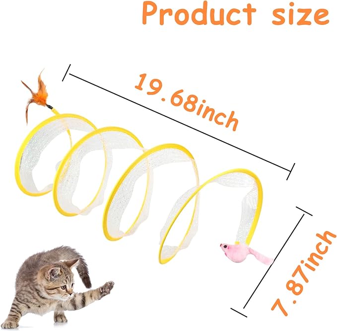 Andiker Cat Tunnel, S-Type Cat Tunnel Toys Interactive Playing Pet Toy for Puppy Kitten Indoor (Pink Mouse)