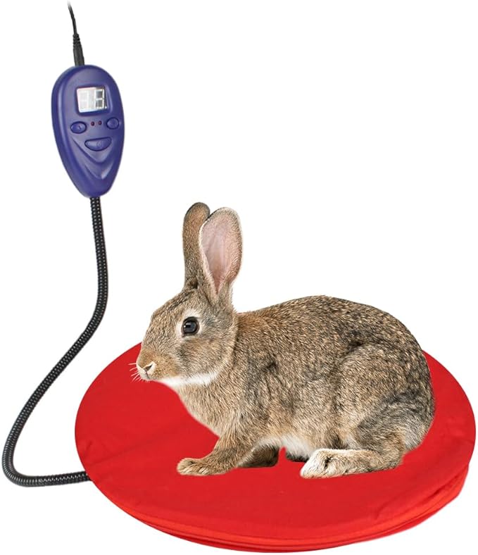 NAMSAN Heating Pad for Cats Small Dogs Heated Dog Bed Round Cat Tree Heating Bed Rabbit Warming Pad, Temperature Adjustable, Chew Resistant Cord, Red