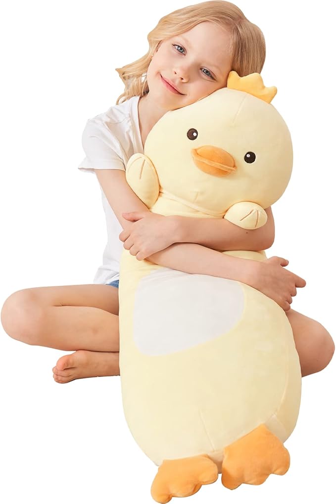 36” Long Duck Plush Body Pillow, Kawaii Cute Yellow Ducks Stuffed Animals, Hugging Squishy Pillow Soft Plushies Toy, Gifts for Kids Girls and Boys, Birthday Easter