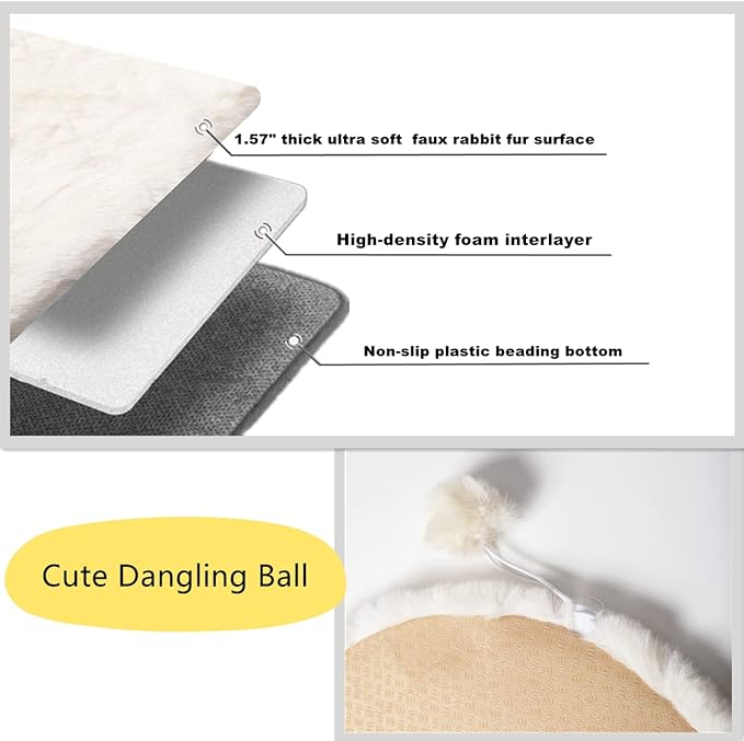 SHENGOCASE 2-Pack 14" x 19.7" Faux Rabbit Fur Cat Dog Bed Cushion Pad Mat, Cat Tree Tower Replacement Cushion Pad, Pad for Window Perch, Cat Carrier House Cage Crate Kennel