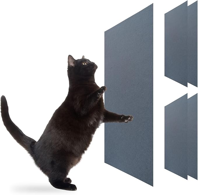 Cat Scratch Mat (Dark Grey, 5-Pack, 9.8''*18.8''), Furniture Protector from Cats Scratching, Strong Self-Adhesive Backing for Easy and Sturdy Application, Versatile for Cat Trees, Posts, and Beds