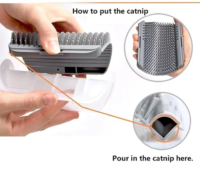 3.0 Softer Cat Self Groomer with Catnip, Face, Back & Head Scratcher for Indoor Cats - Massage Comb, Wall Corner Grooming Brush & Tool